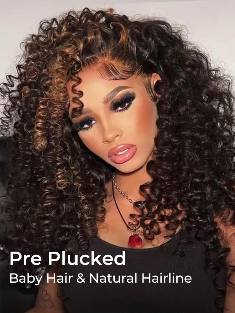 wand curly human hair wig Skunk stripe color