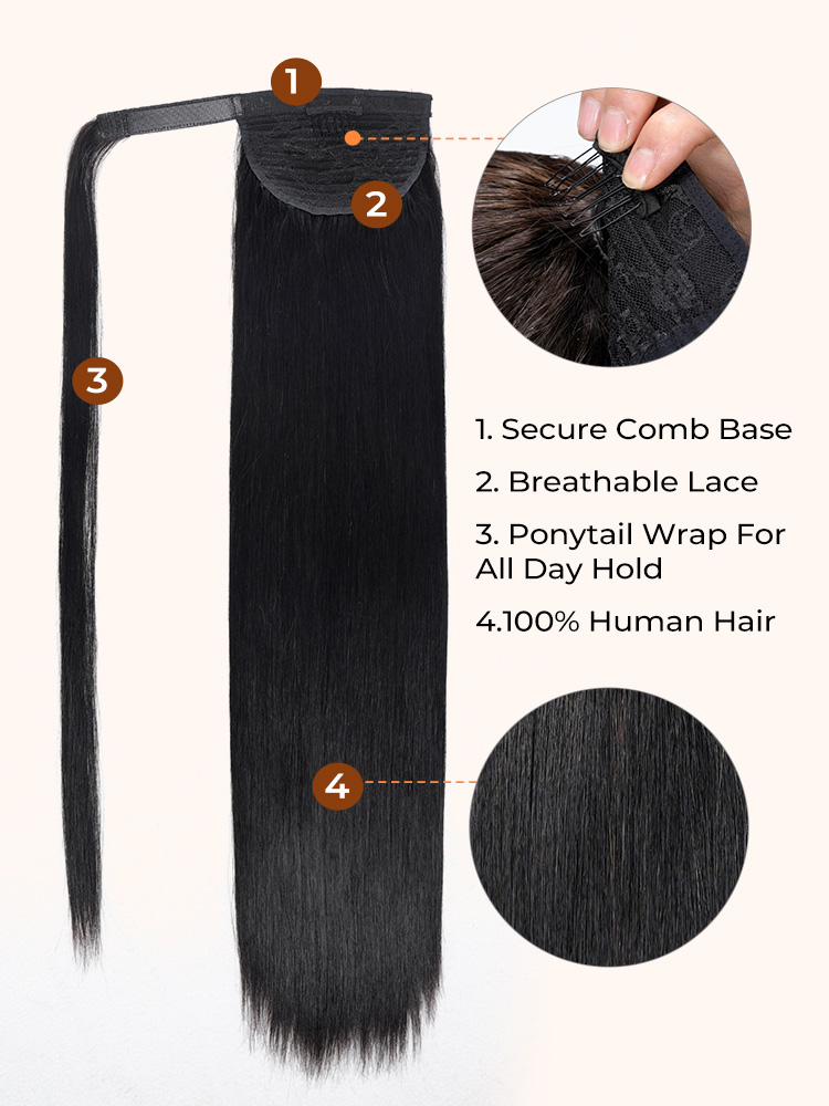 Straight Human Hair Ponytail
