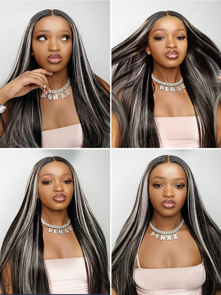 Straight Mixed Color Human Hair Wig
