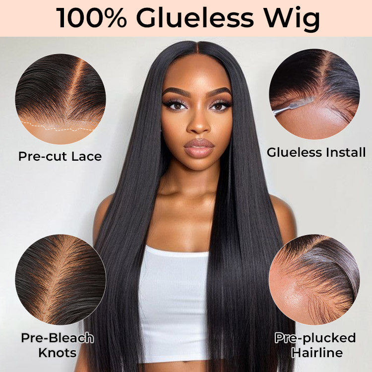 Pre Cut Lace Wigs Silky Straight Hair Wear And Go Wigs Pre Plucked With ...