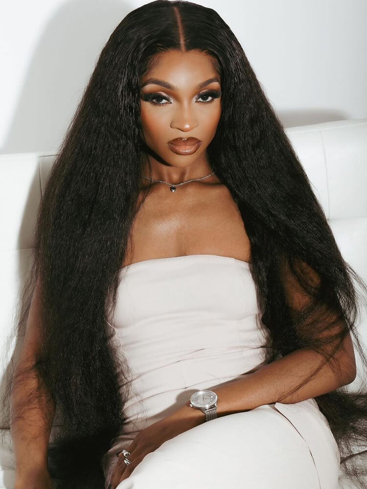 Yaki Straight Long Human Hair Wig
