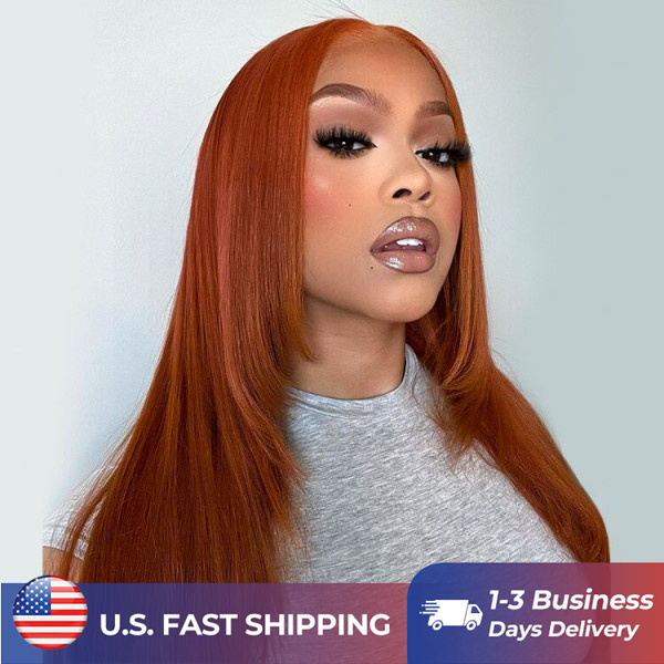 Ship In 24 Hours- Alipearl Ginger Wigs Burnt Orange Straight Hair 5*5 Lace Closure Wigs In Layered Cut