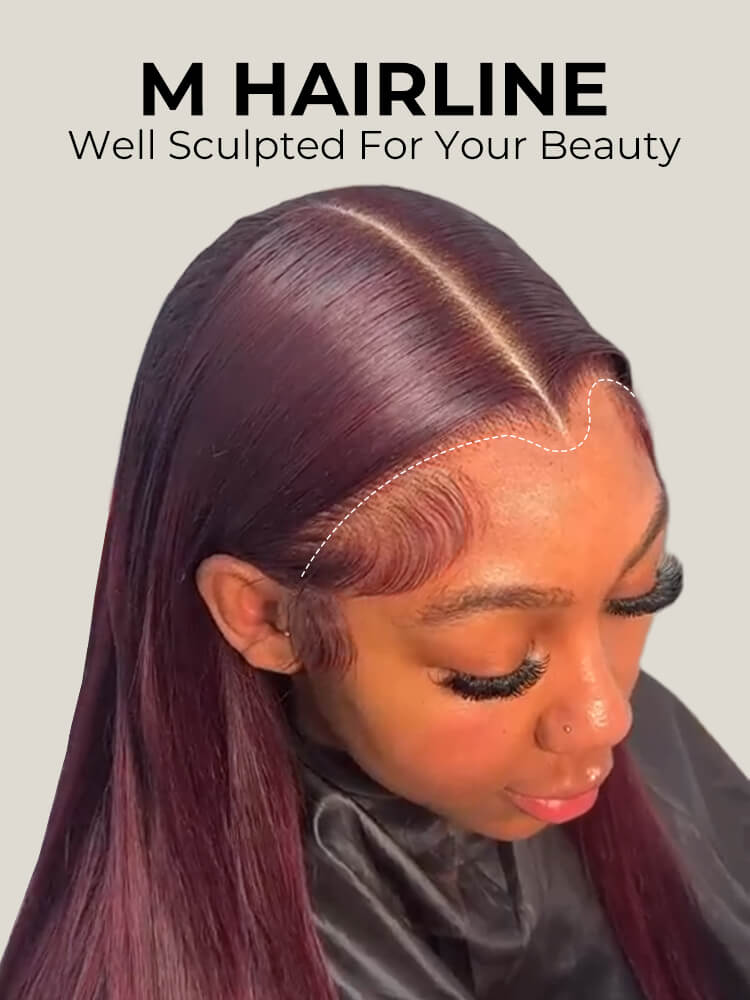 180% density human hair burgundy straight wig