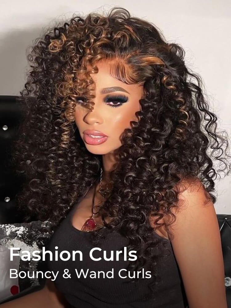 13x4 lace wand curly human hair wig with pre plucked hairline