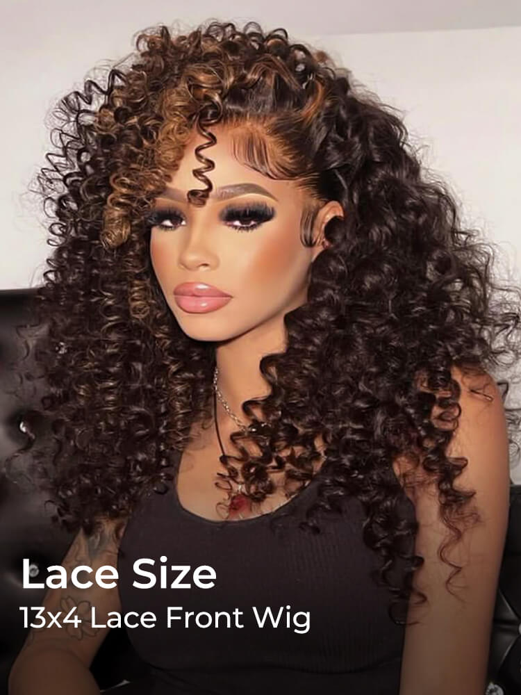 wand curly  skunk stripe human hair wig
