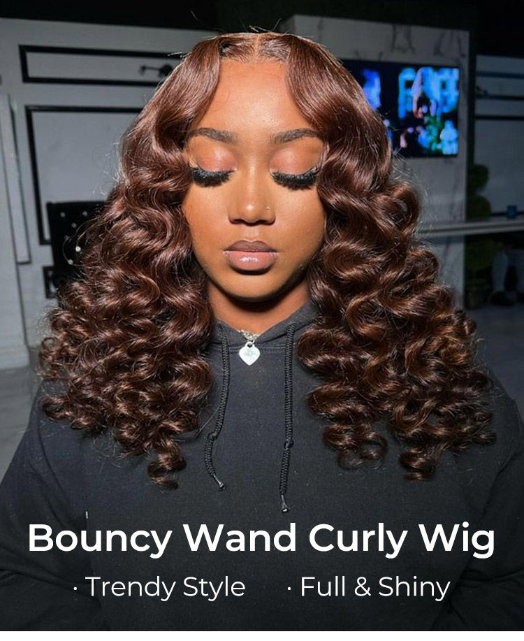 dark brown wand curls wig