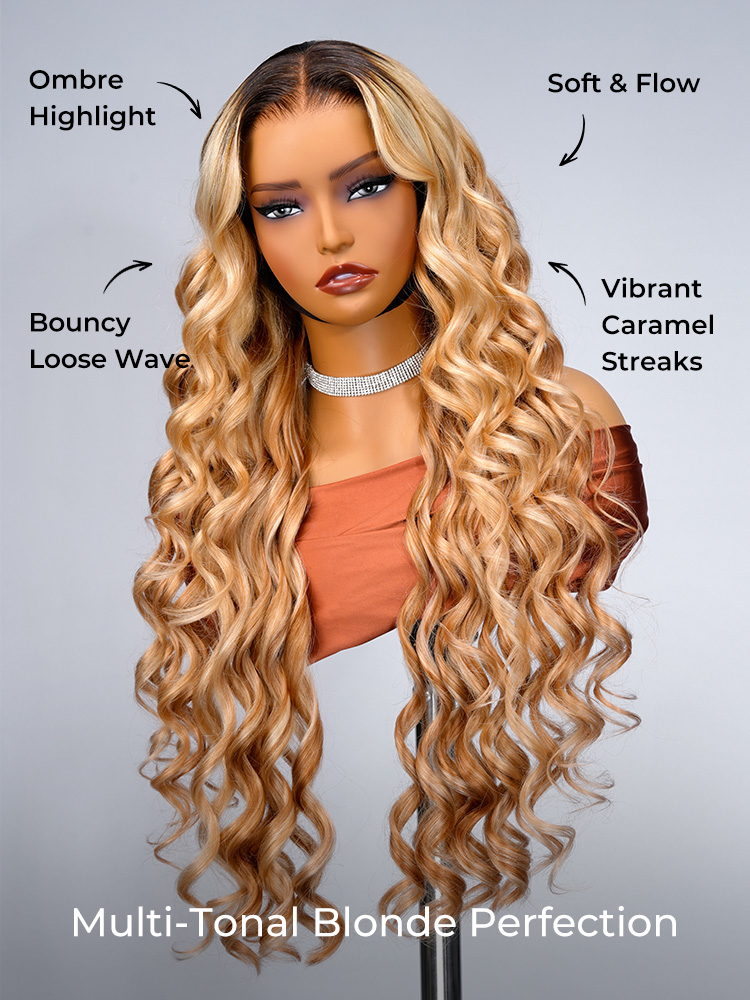 honey blonde ombre body wave lace wig