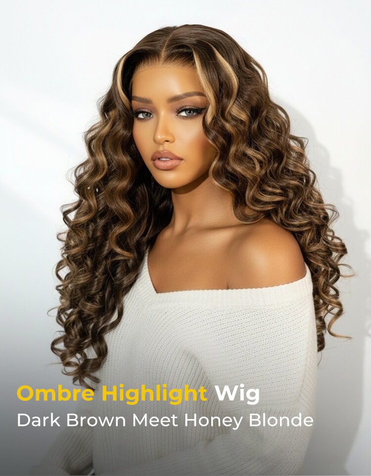 Pre-Styled Blonde Brown Highlight Wig