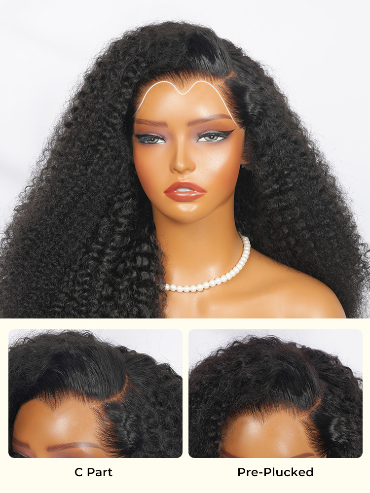 kinky curly glueless lace front wig