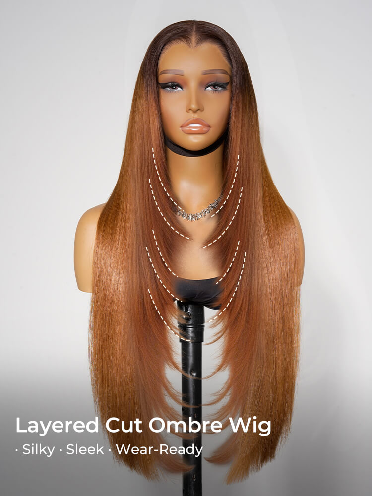 Smooth Layered Straight Lace Closure Wig