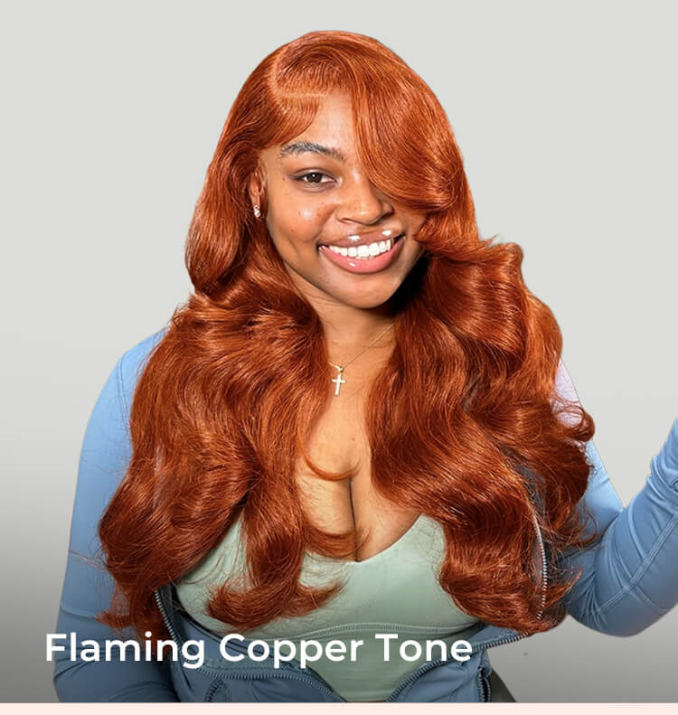 copper body wave wig with layers