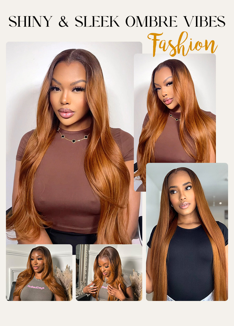 burnt umber color roots frontal wig