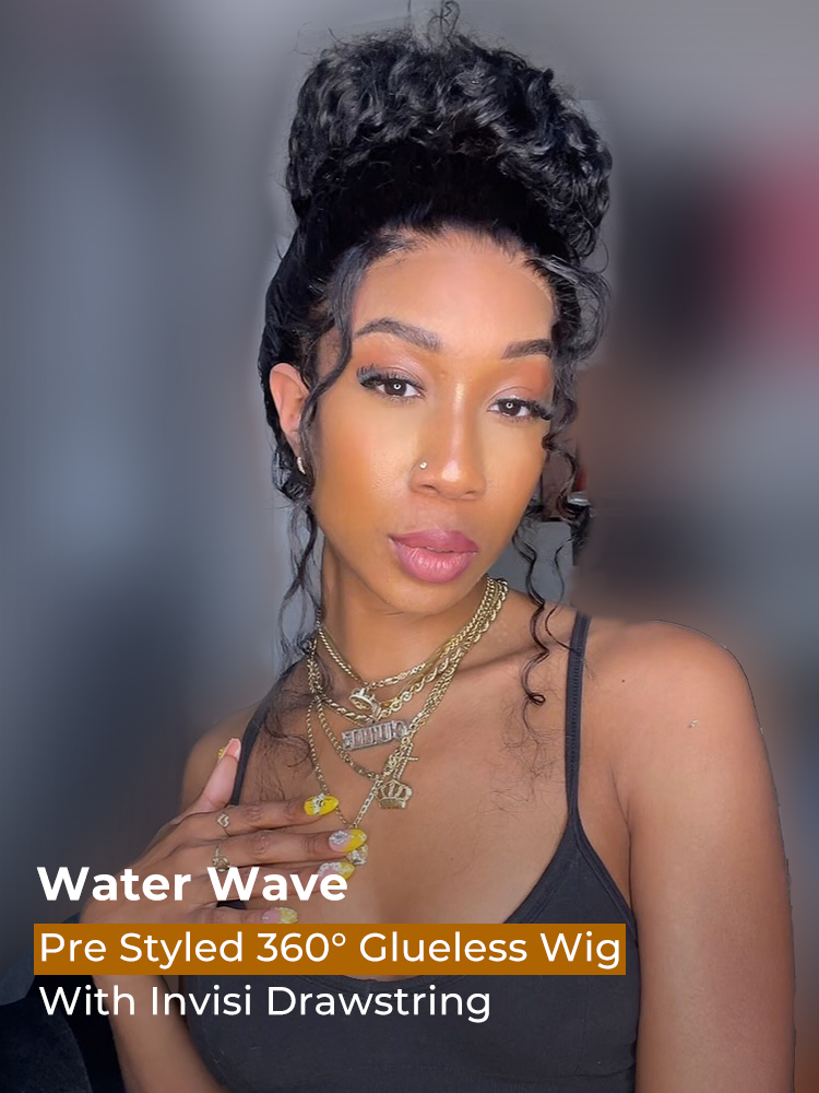 water wave 360 HD lace front wig with drawstringr