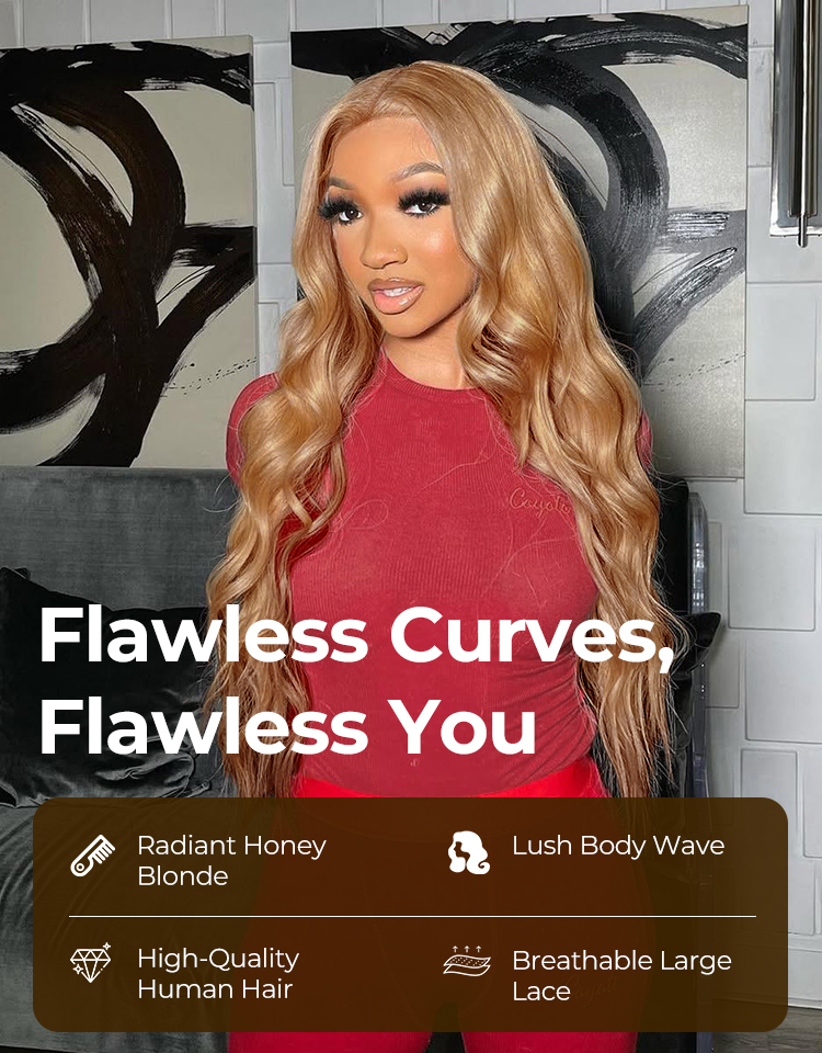 13*4 Large Transparent Lace Frontal Wig Honey Blonde
