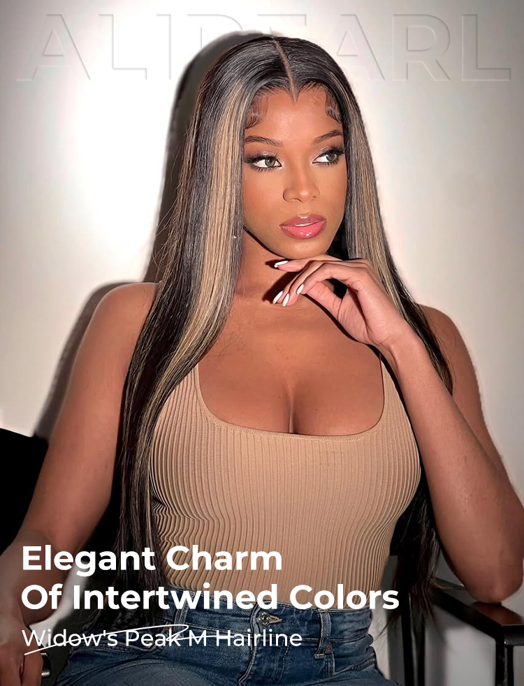 Blonde Highlight Ombre Straight Wig
