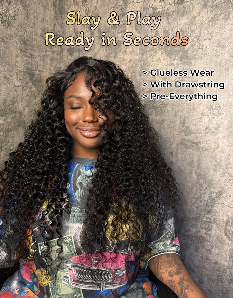 Bouncy Wavy Wig With Drawstring