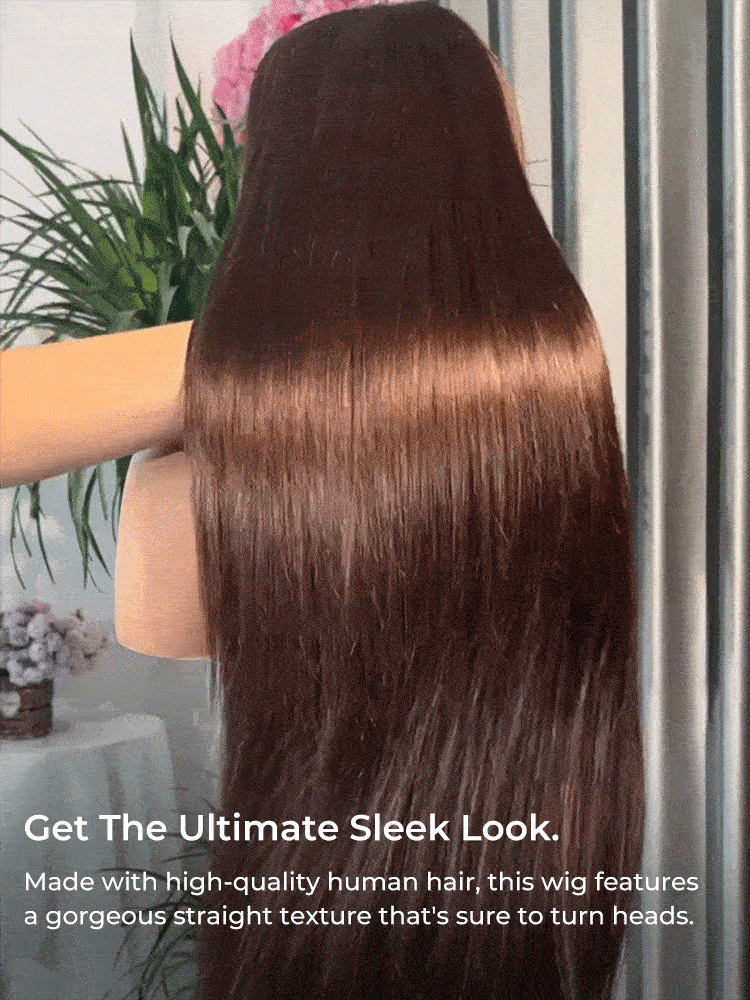 silky brown straight lace front wig