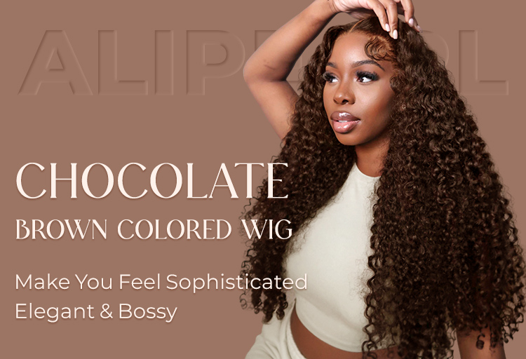 dark brown deep wave wig