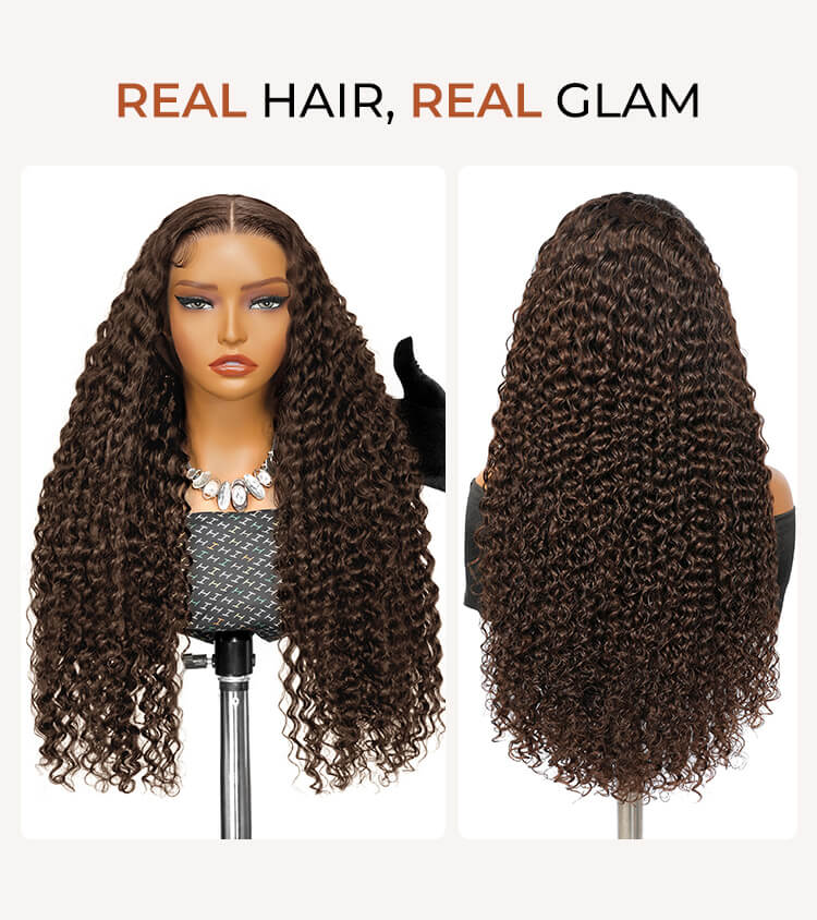 brown deep curly lace front wig