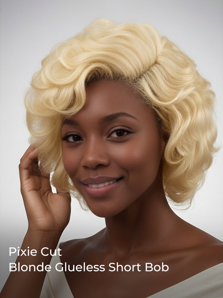 Pixie cut blonde glueless short bob