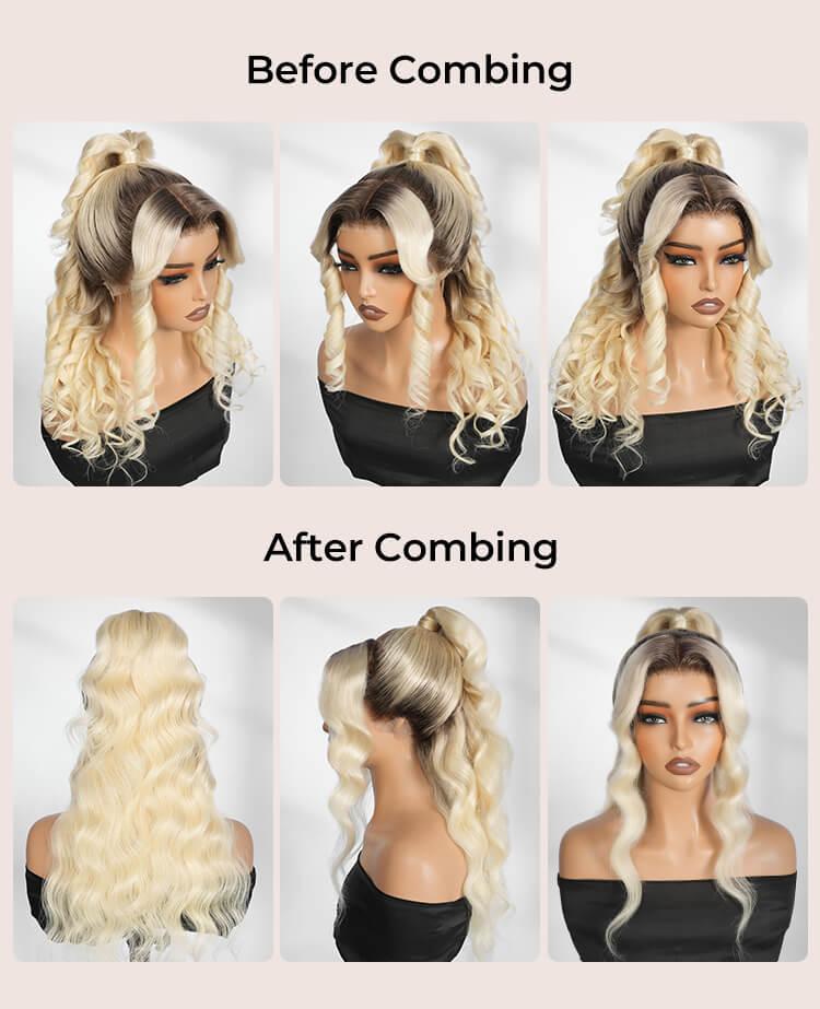 bouncy loose body wave before & after combing 