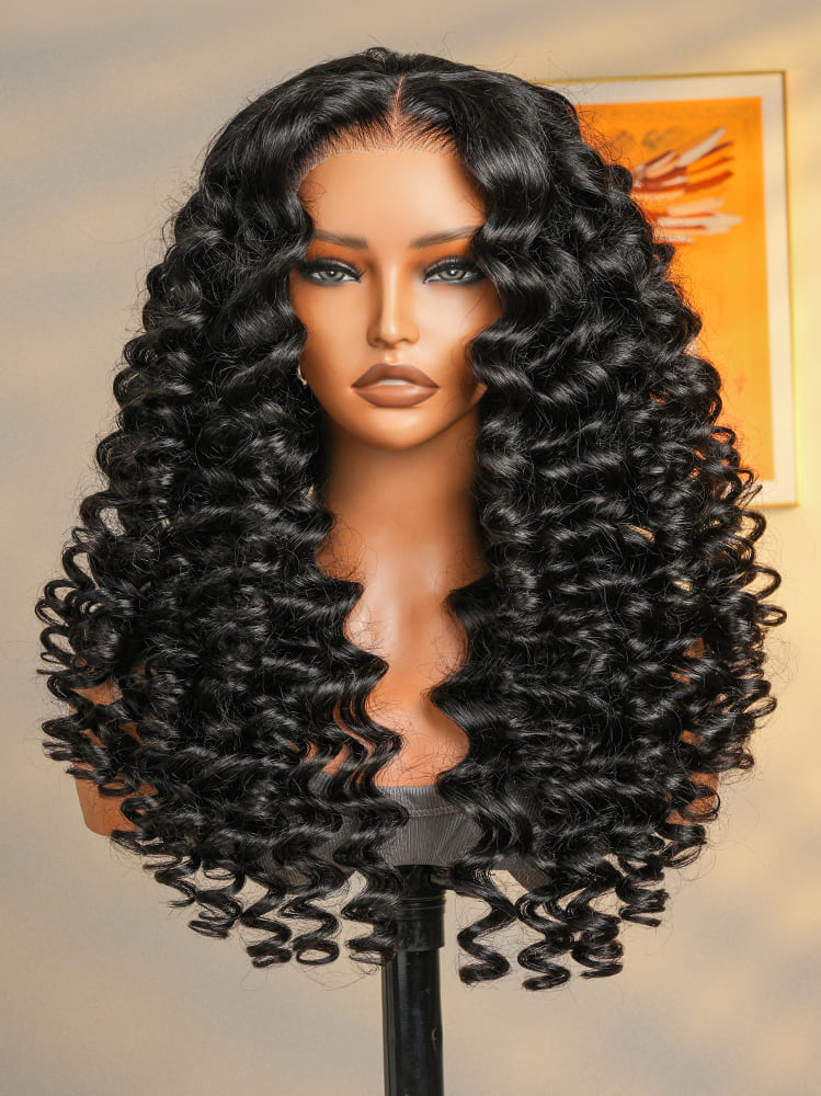 wand curly human hair wig