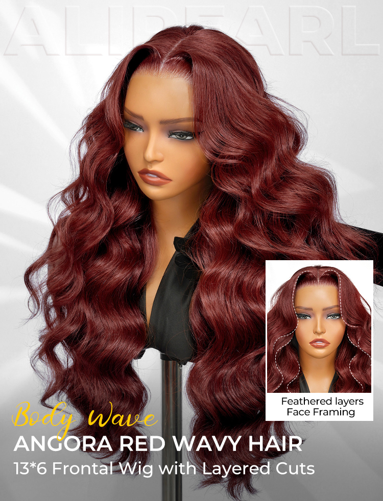 alipearl cherry cola red body wave wig