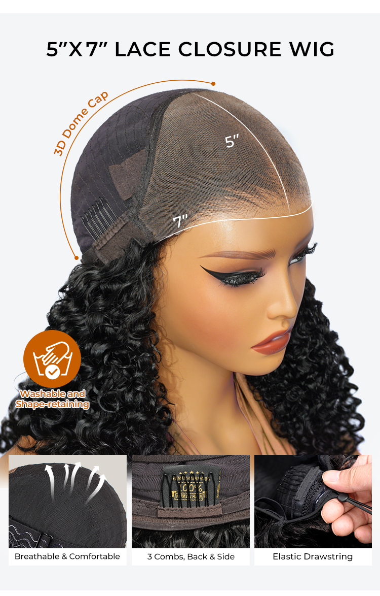 ready to go 5x7 lace closure wig with drawstring