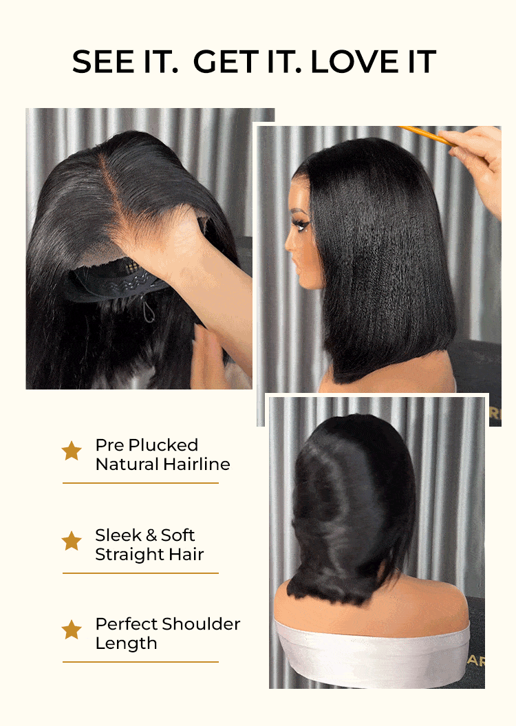 silk straight bob lace front wig