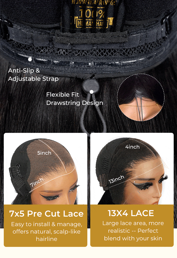 short bob wig with drawstring