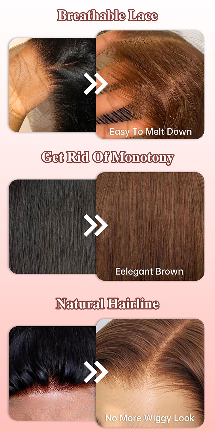 brown straight bob lace front wig