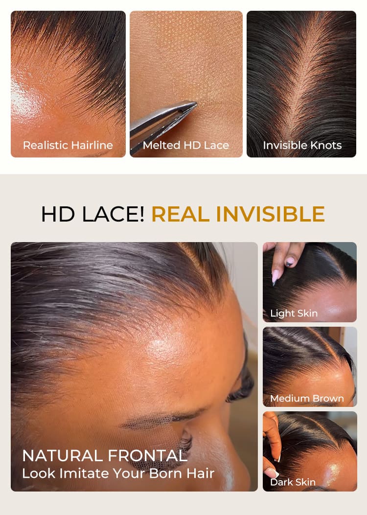 HD Transparent lace match skin perfectly