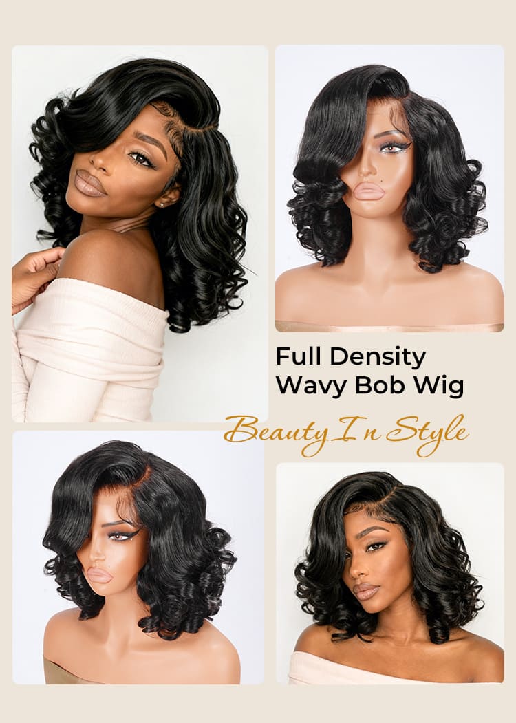 100% human hair body wave bob wig