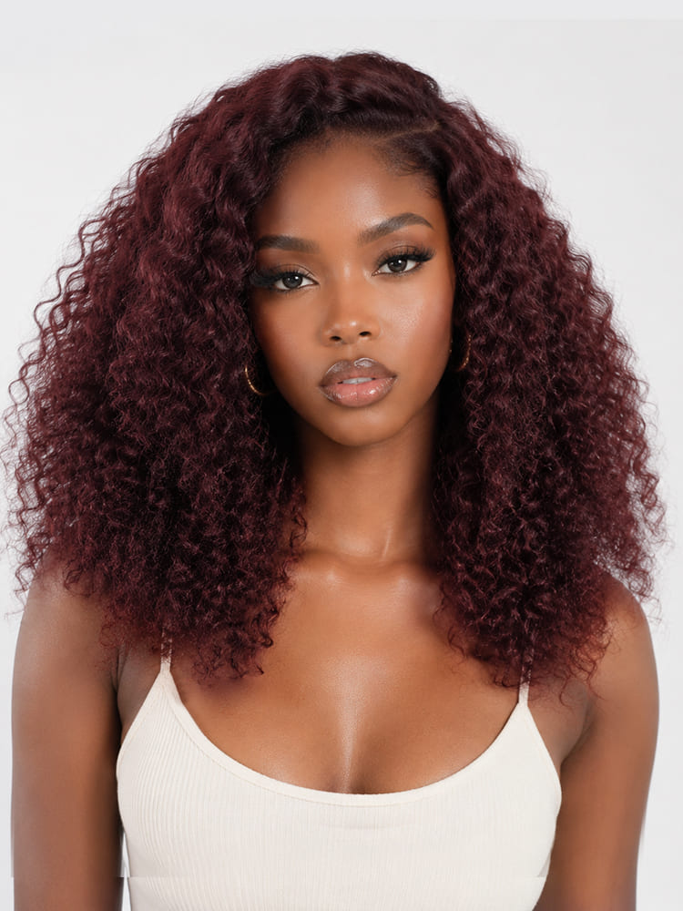 reddish brown curly lace front wig