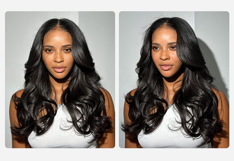 natural hairline body wave hair look