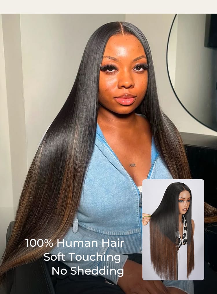 soft straight human hair wig