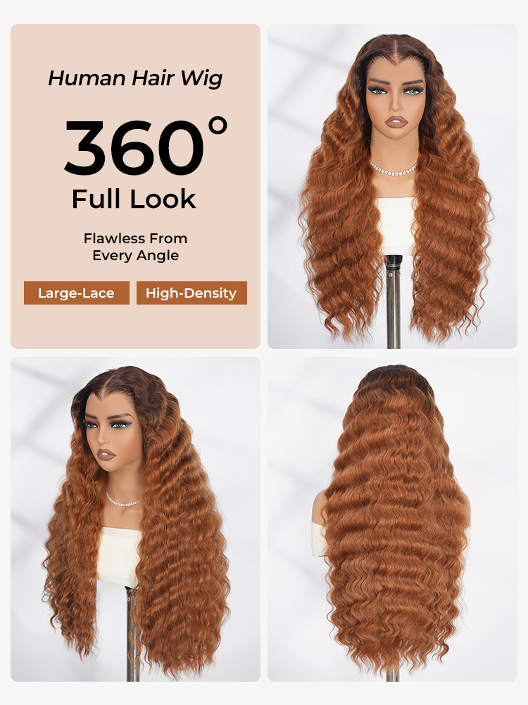 Ombre Crimped Deep Wave Lace Frontal Wigs