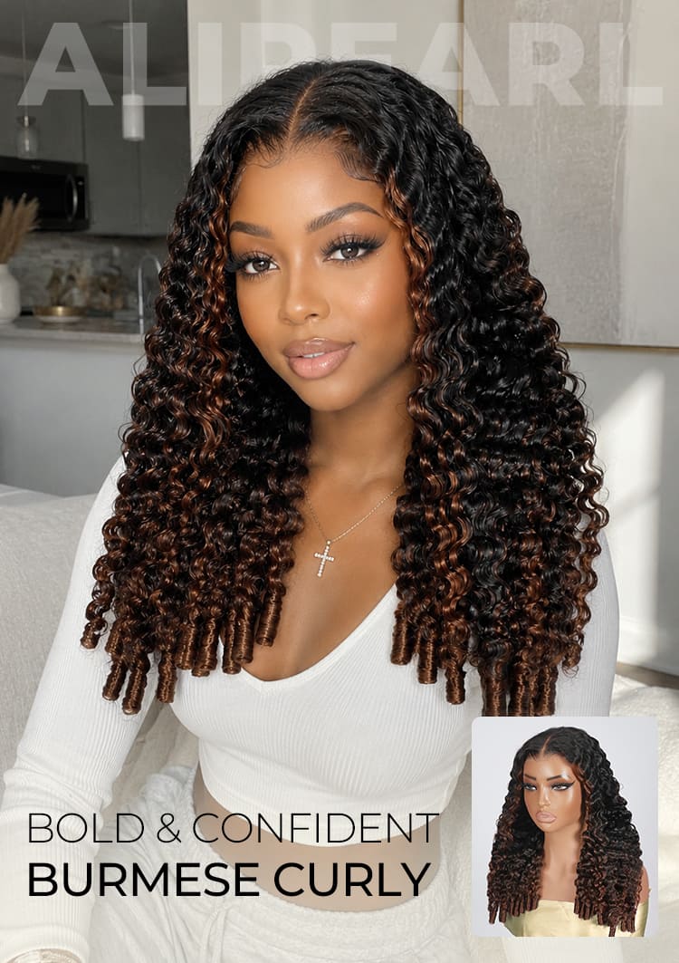 ombre brown burmese curly wig