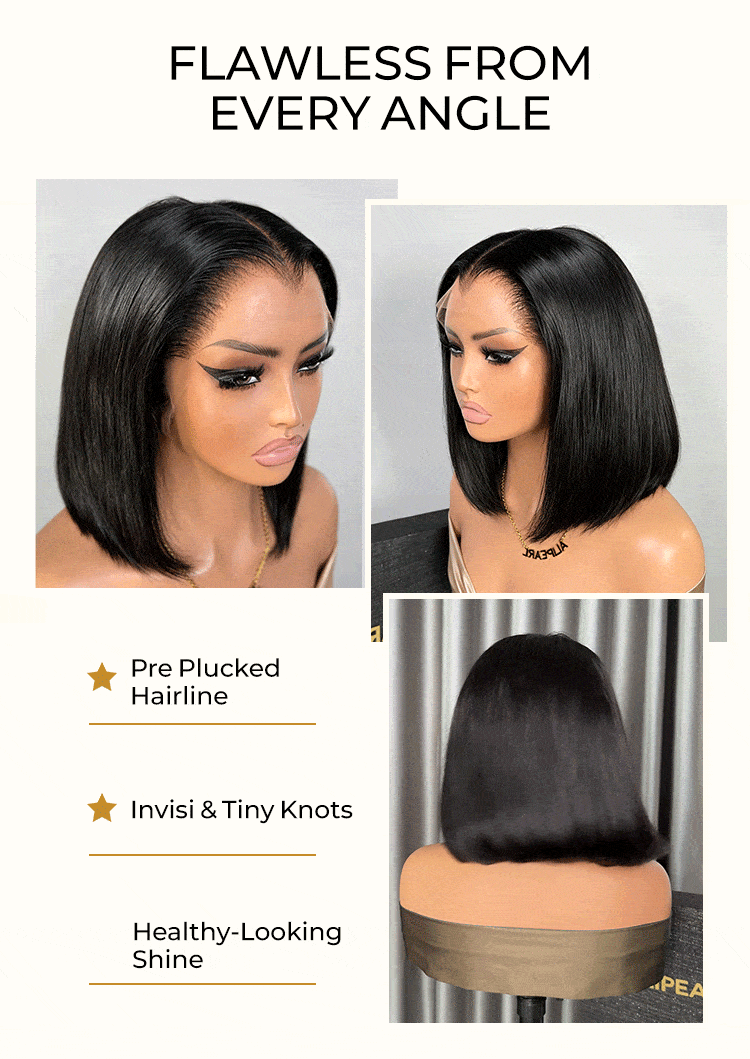 100% human hair short bob wig