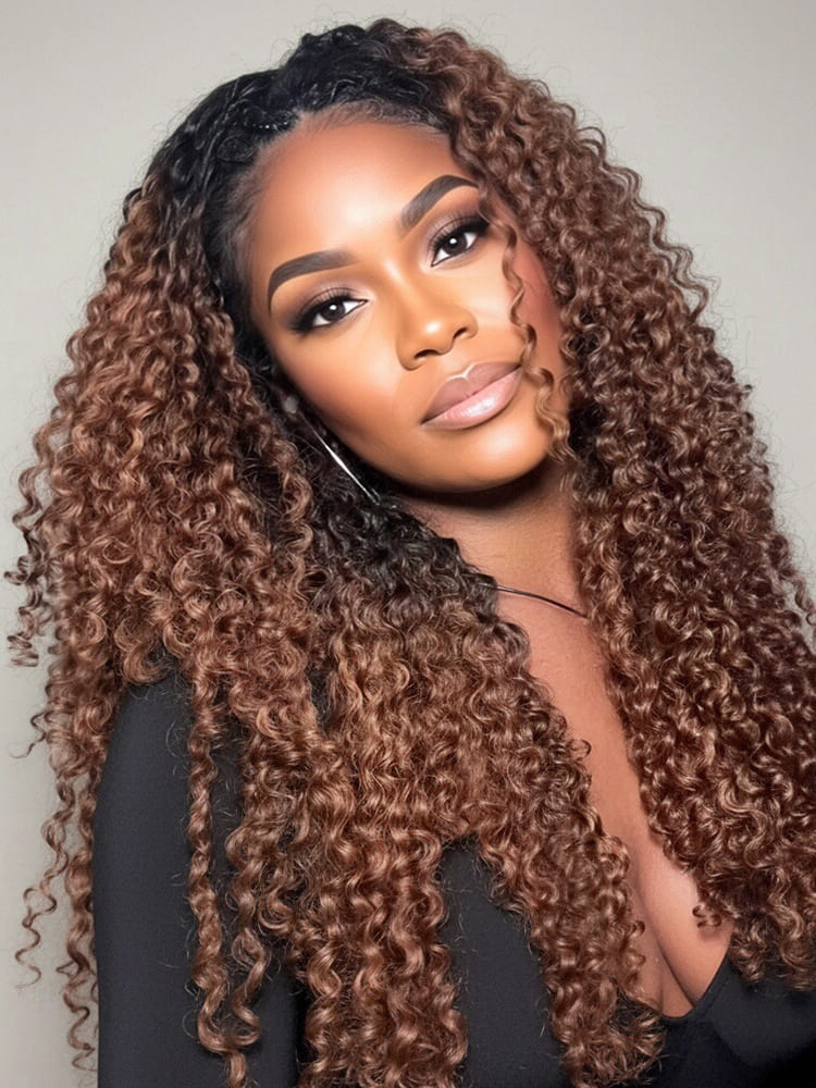ombre color burmese curly feather crochet hair extension