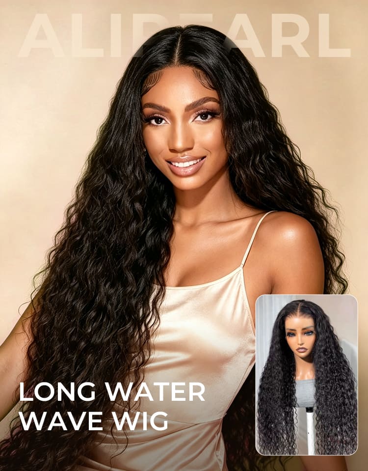 Alipearl long water wave lace frontal wig