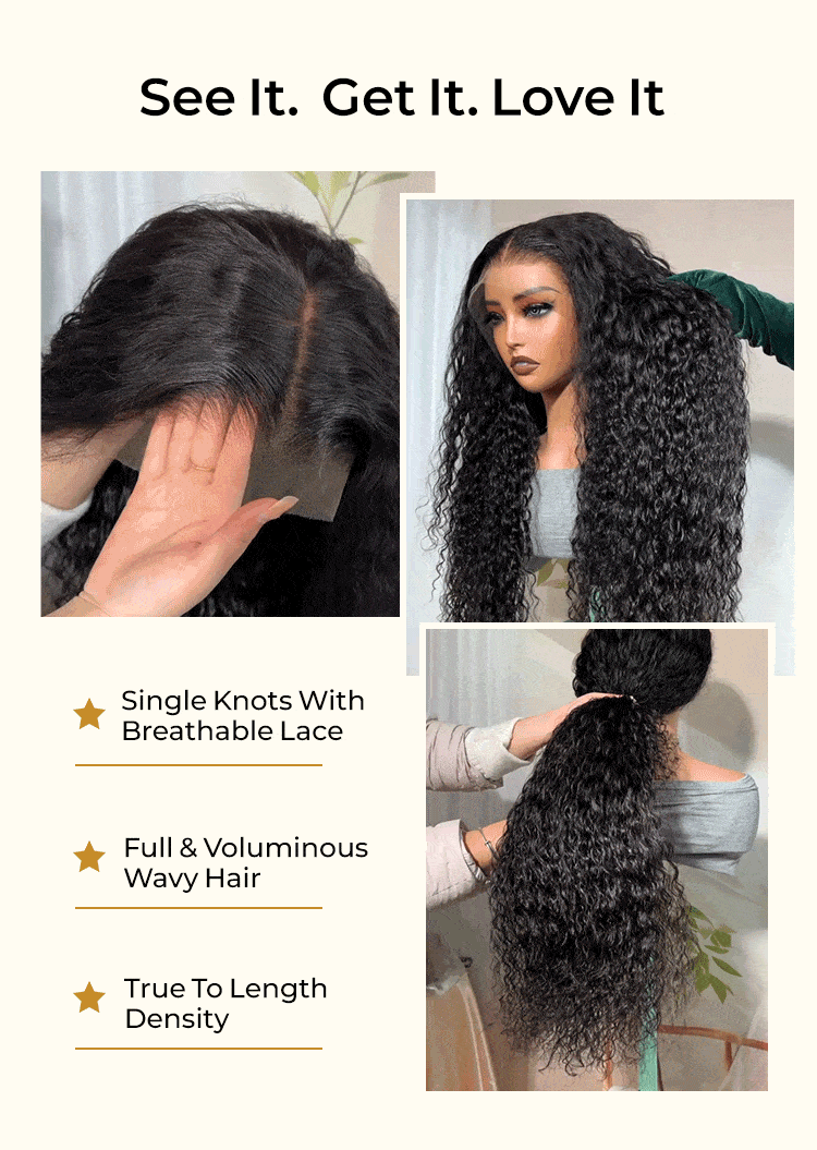 water wave HD lace front wig human hair