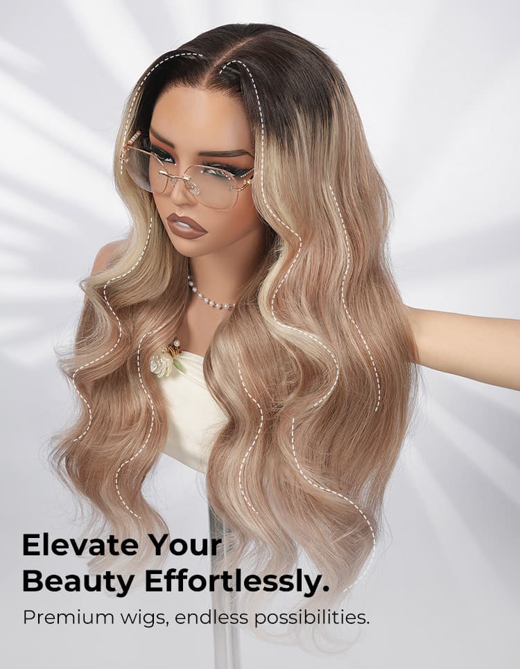 blonde highlight body wave wig