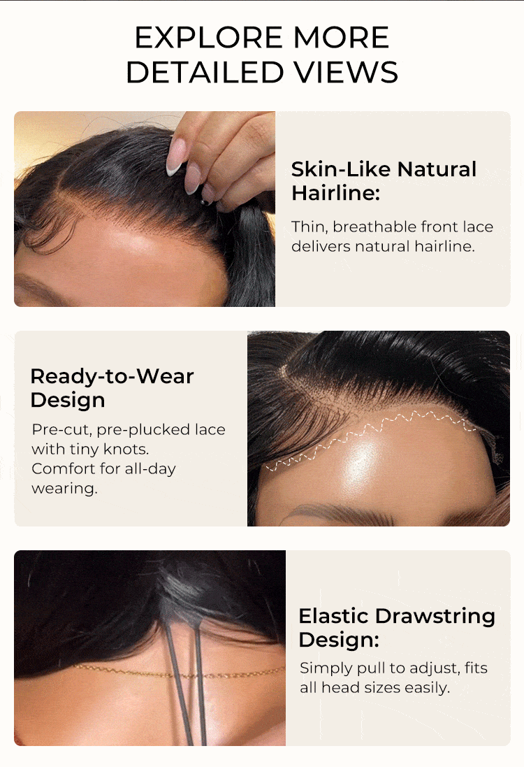 glueless lace front wig with drawstring