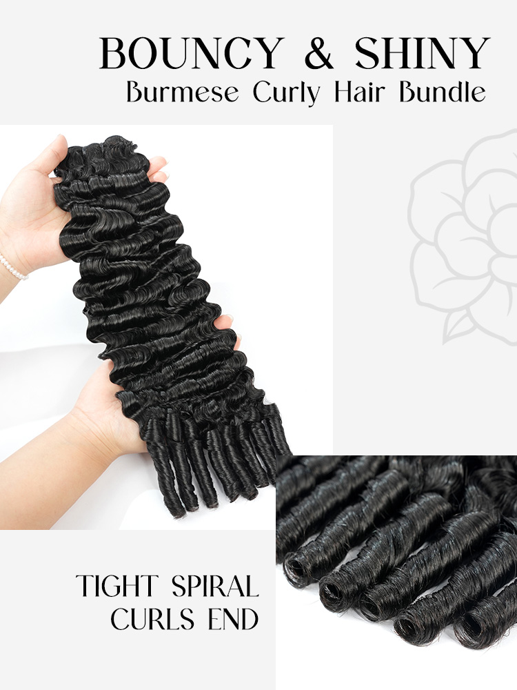 bouncy burmese curly hair with spiral ends