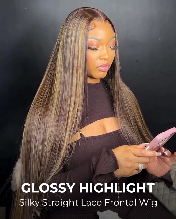 4/27 honey blonde highlight straight wig
