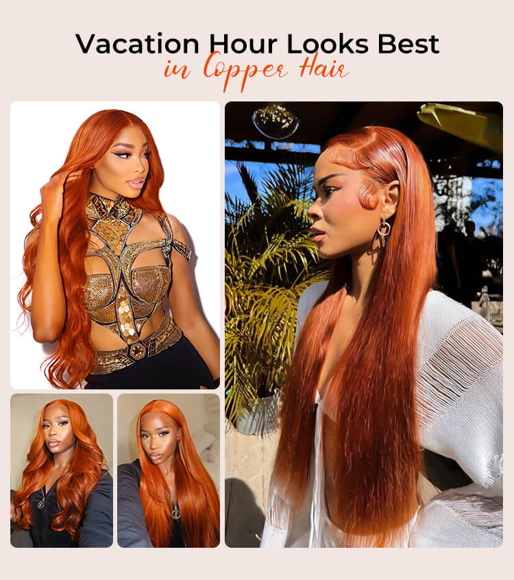 copper ginger lace closure wig