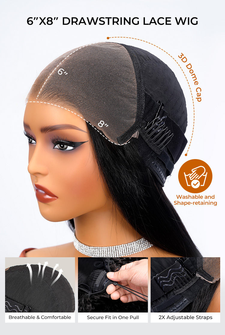 pre cut pre plucked 6*8 lace front glueless wig