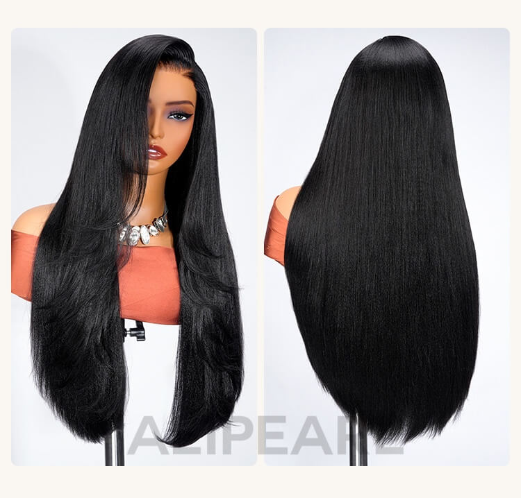 layered cut light kinky straight glueless wig
