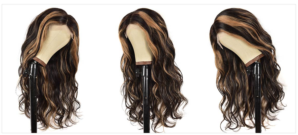 black with blonde highlights wig